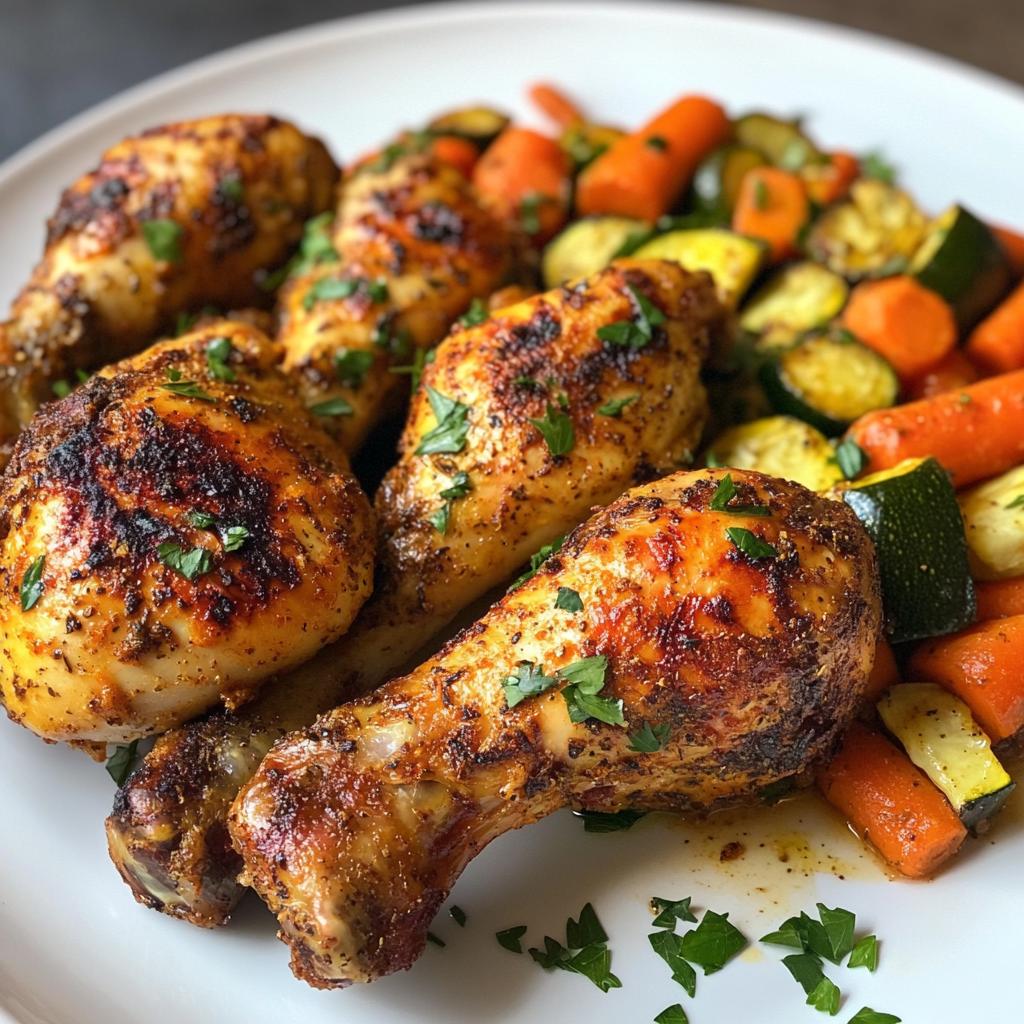 baked chicken legs and vegetables - detail 1