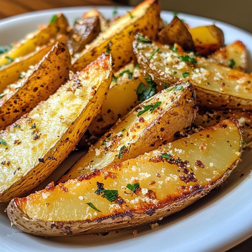 baked garlic parmesan potato wedges