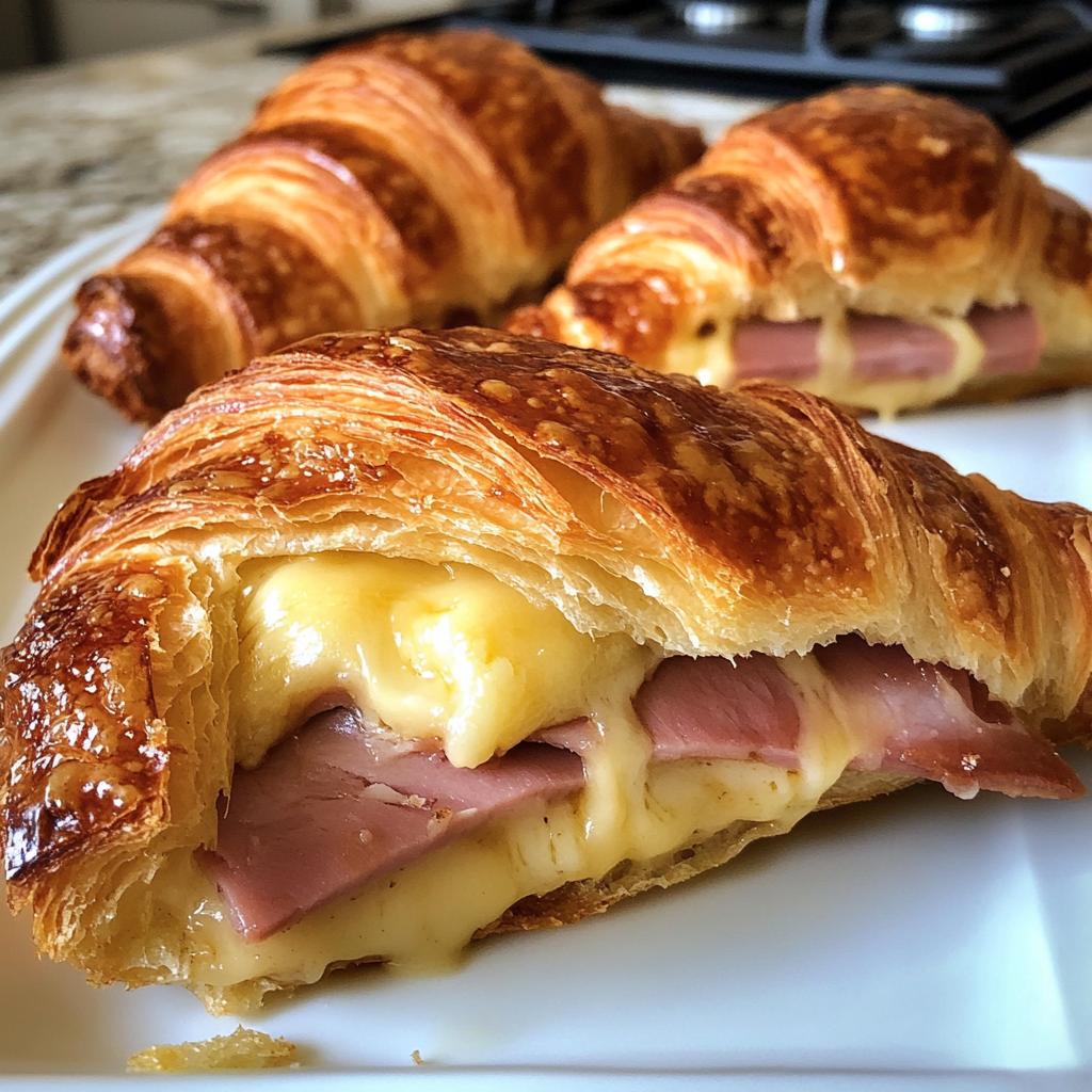 baked ham and cheese croissants