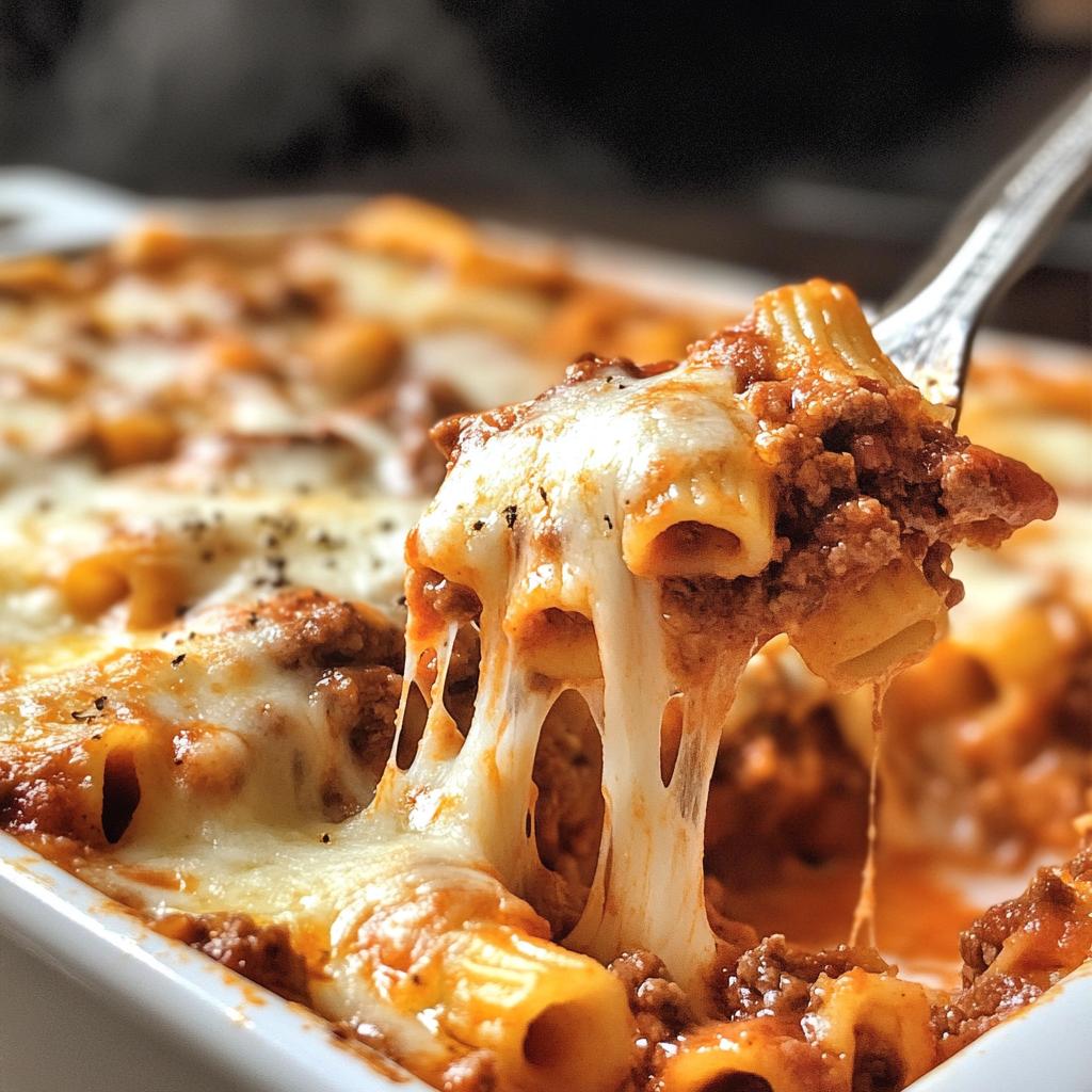 baked ziti with meat sauce - detail 1