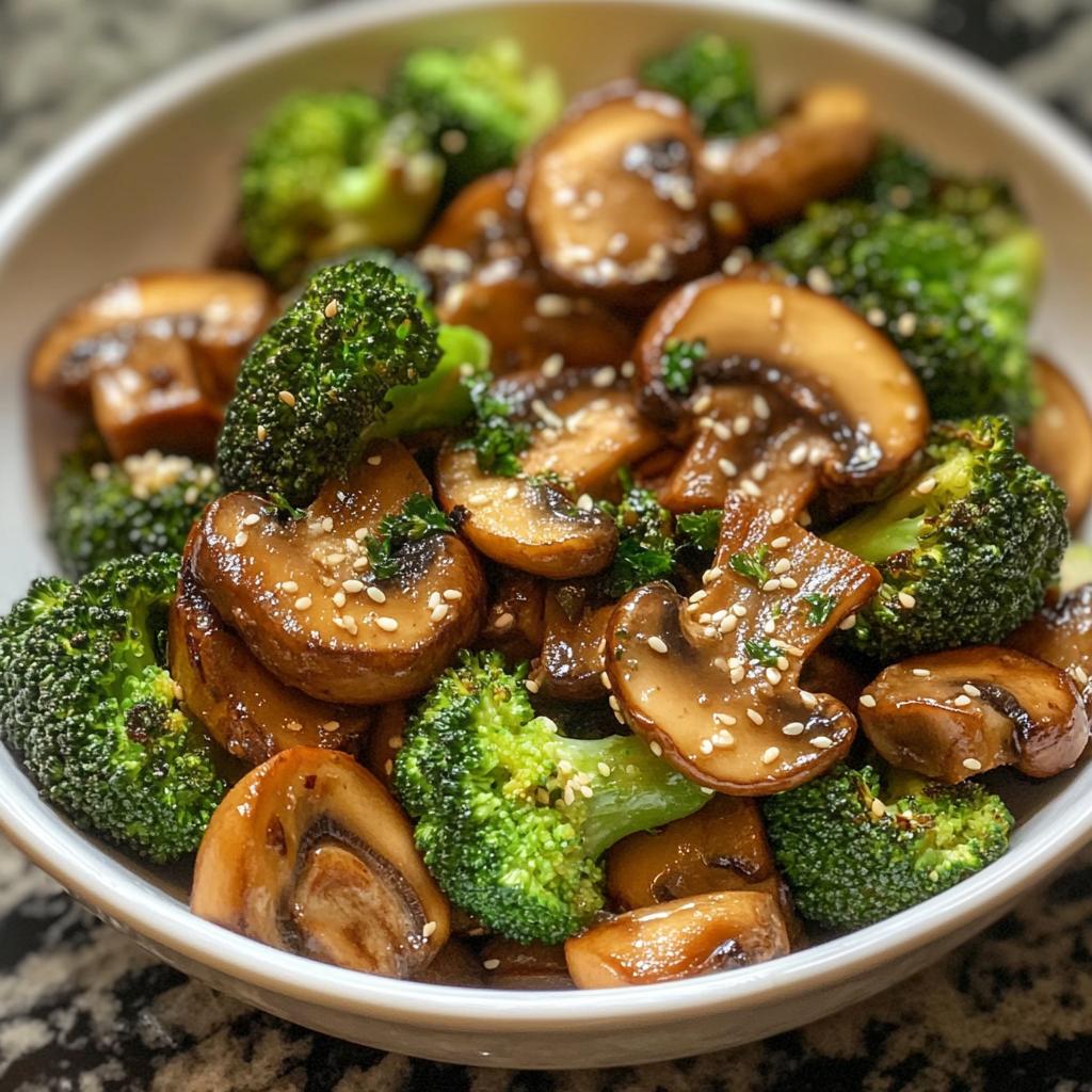 broccoli and mushroom stir fry - detail 1