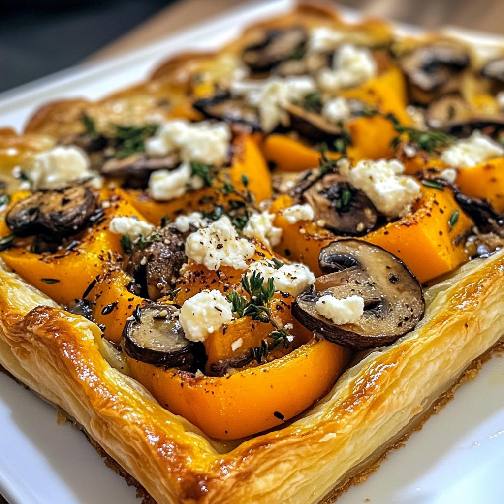 butternut squash and mushroom puff pastry tart recipe