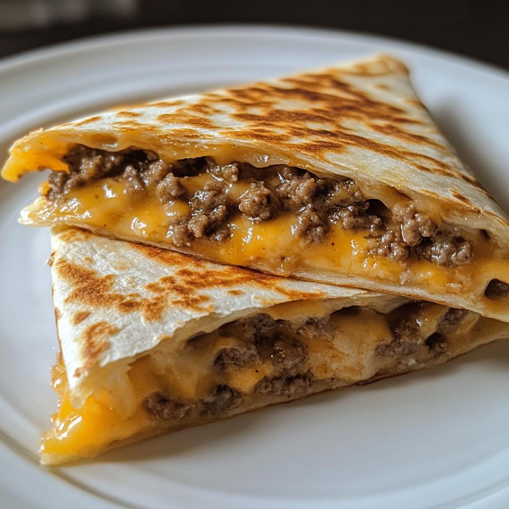 cheeseburger quesadilla with homemade burger sauce - detail 1