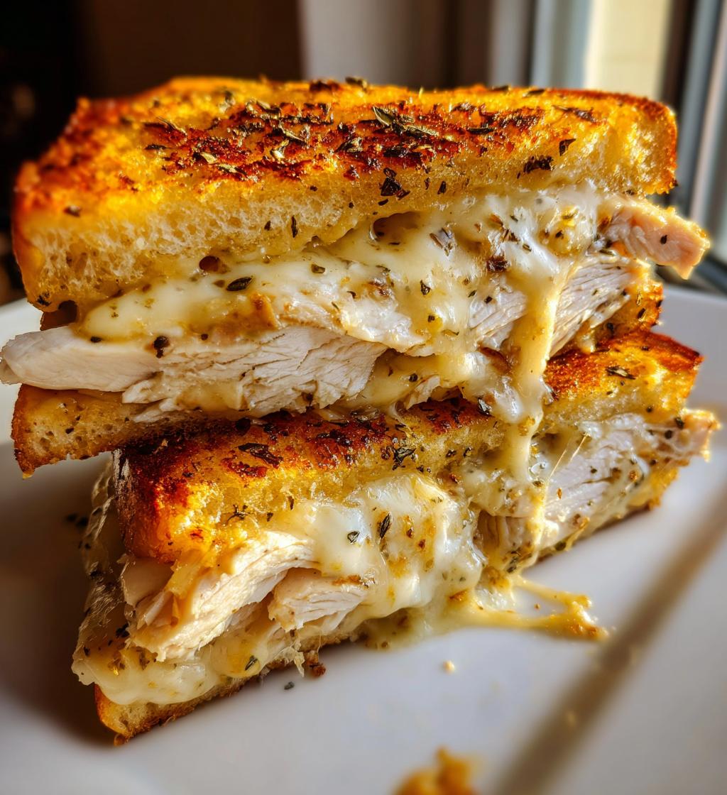 cheesy chicken garlic bread sandwich