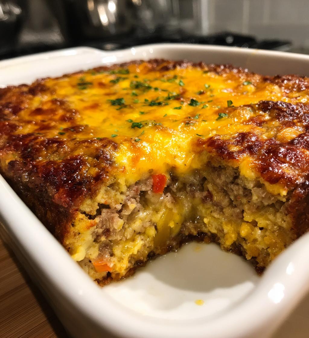 cheesy loaded meatloaf casserole with vegetables