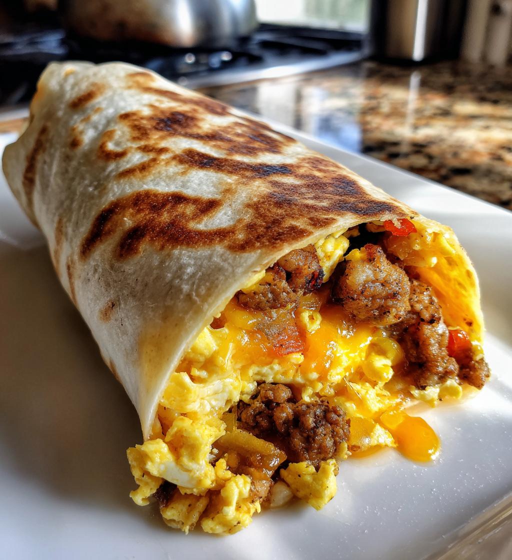 cheesy sausage breakfast burritos