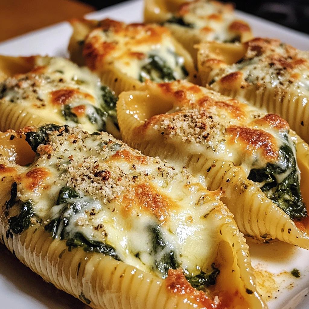 cheesy spinach stuffed shells - detail 1
