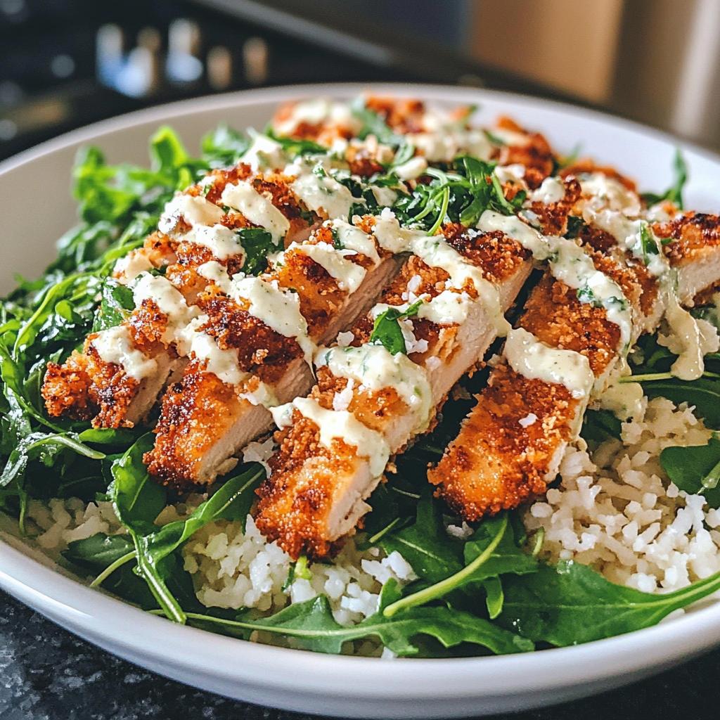 chicken caesar crispy rice salad