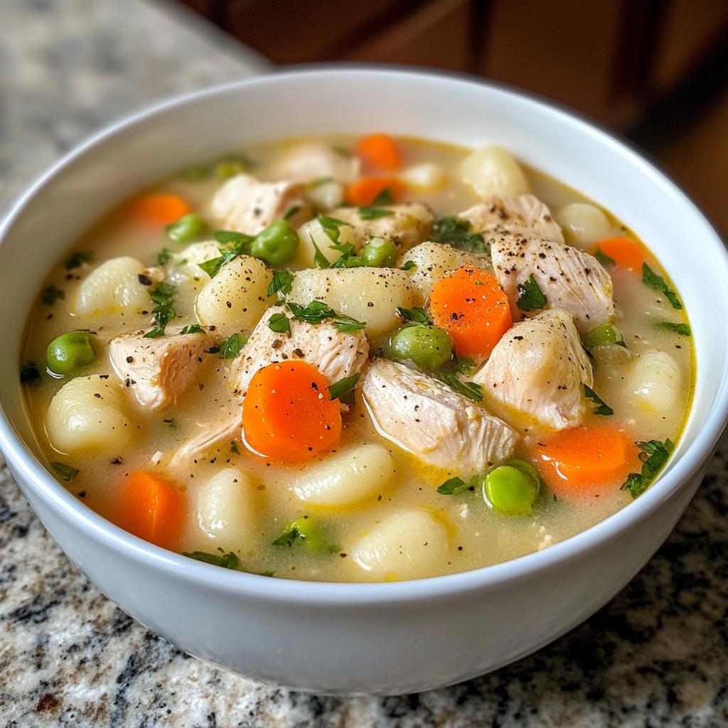 chicken gnocchi soup - detail 1