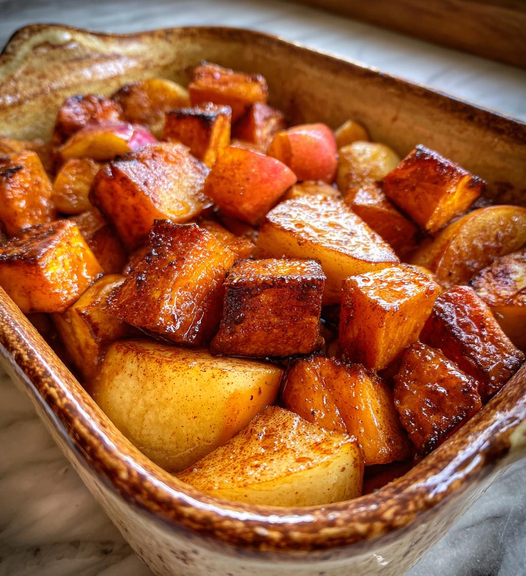 cinnamon roasted sweet potatoes and apples