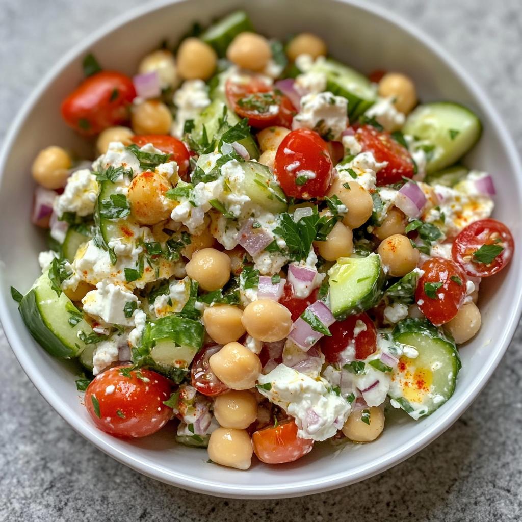 cottage cheese and chickpeas salad