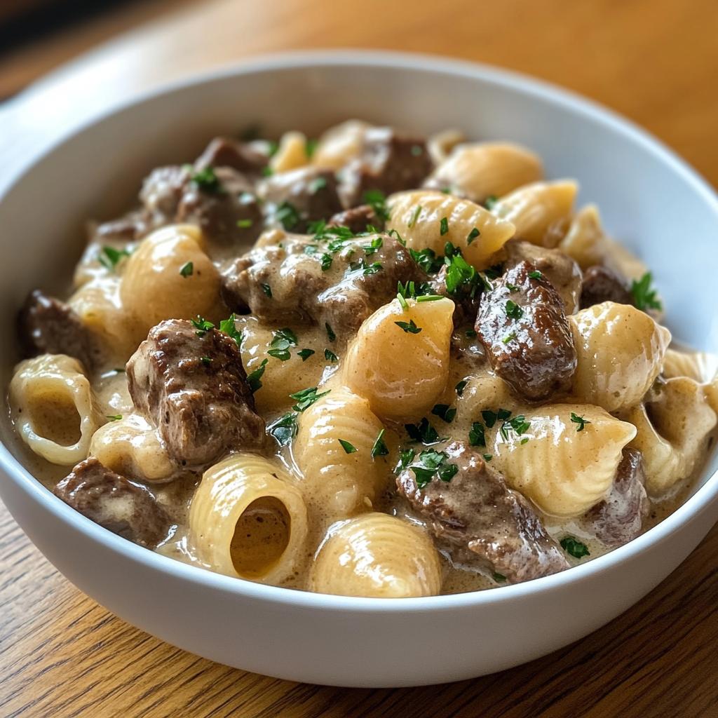 creamy beef and shells - detail 1