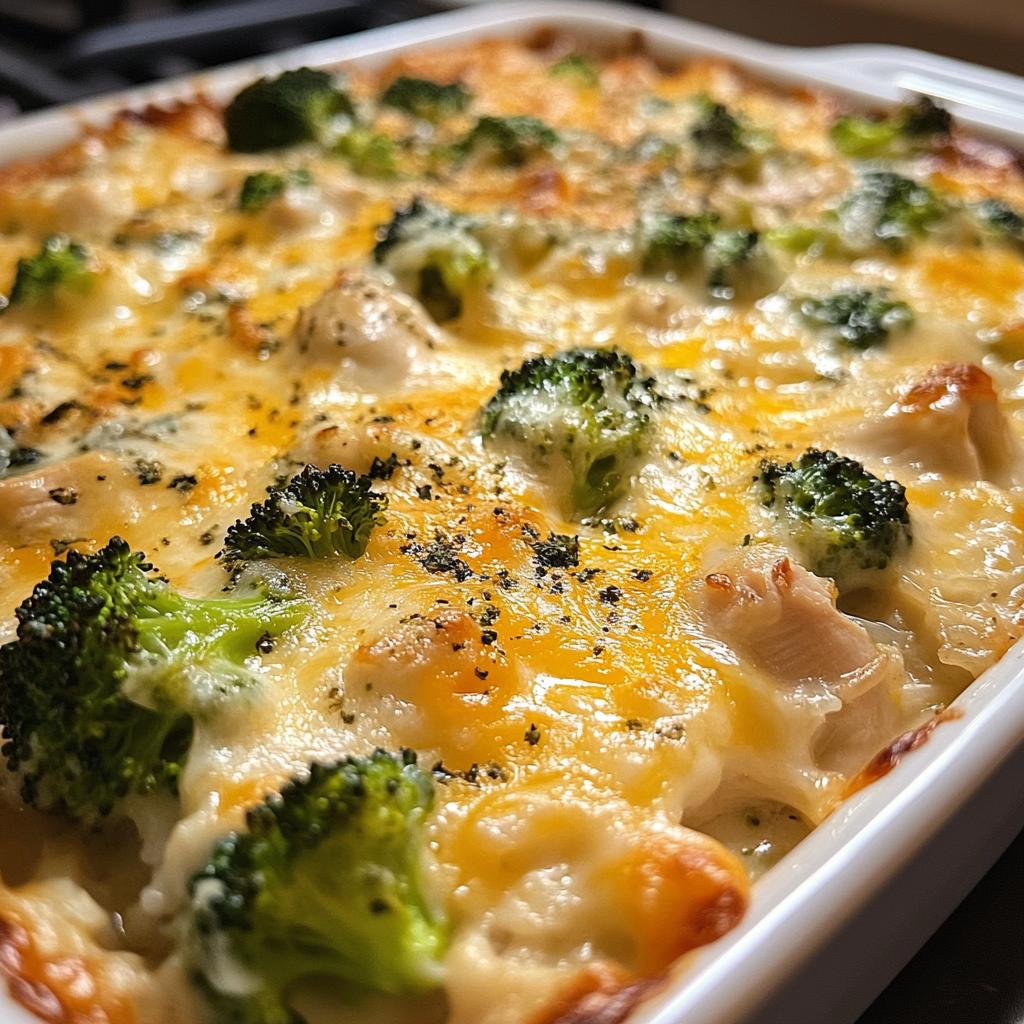 creamy chicken broccoli rice cheese casserole