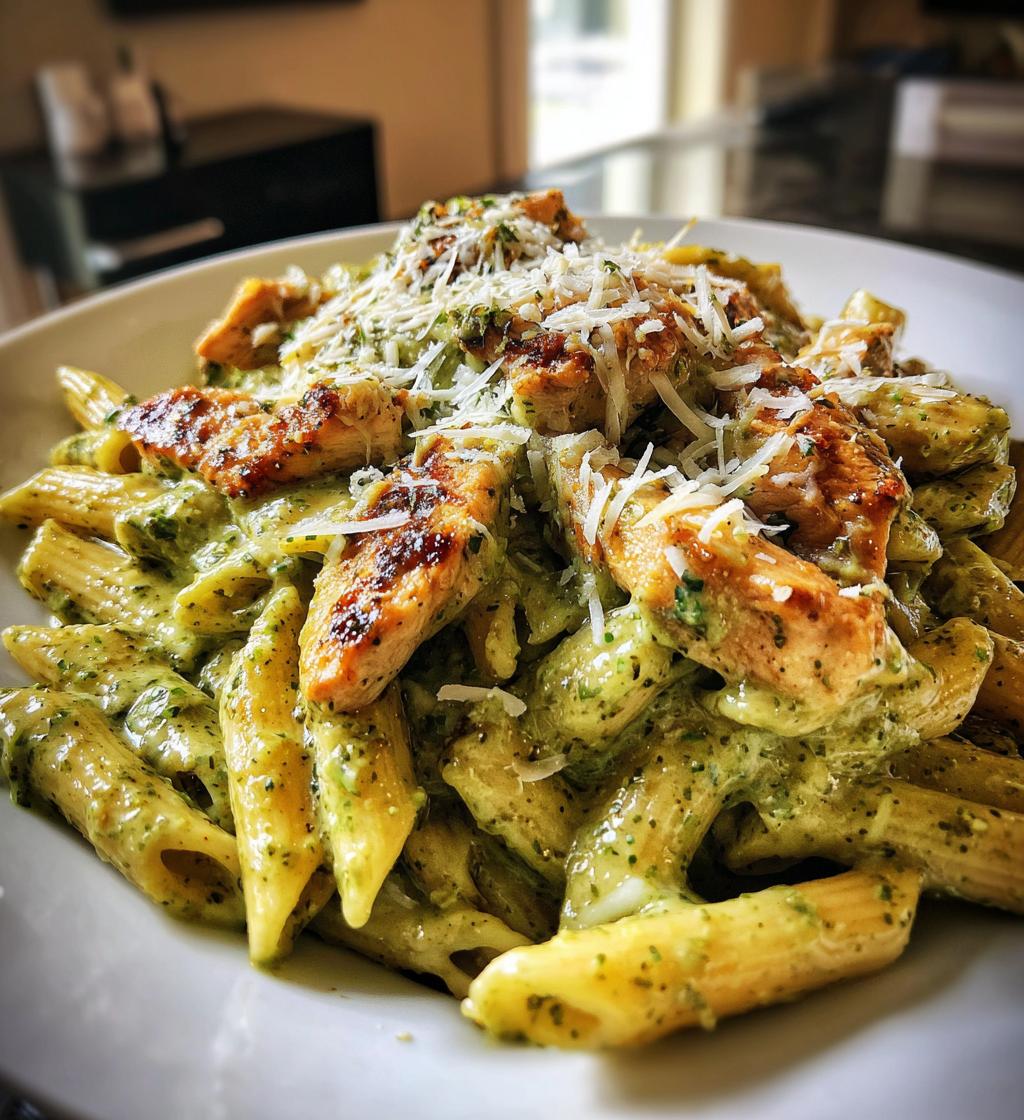 creamy chicken pesto pasta - detail 1