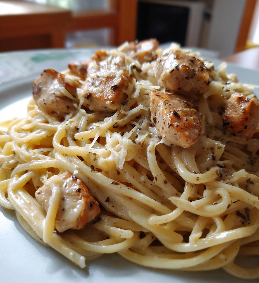 creamy chicken spaghetti - detail 1