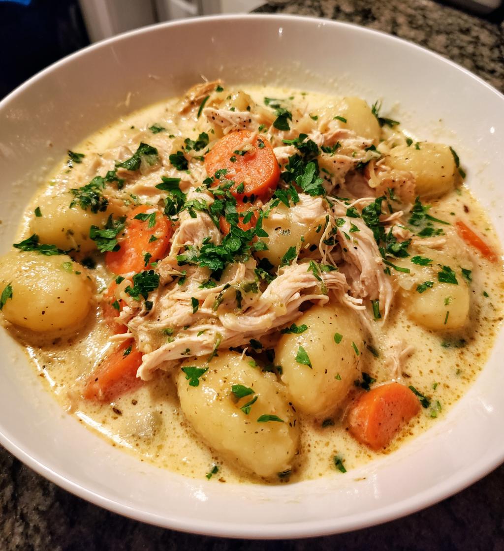 creamy crockpot chicken gnocchi soup - detail 1