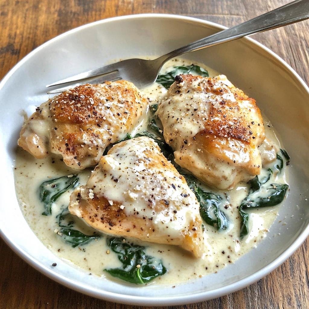 creamy garlic chicken with spinach - detail 1