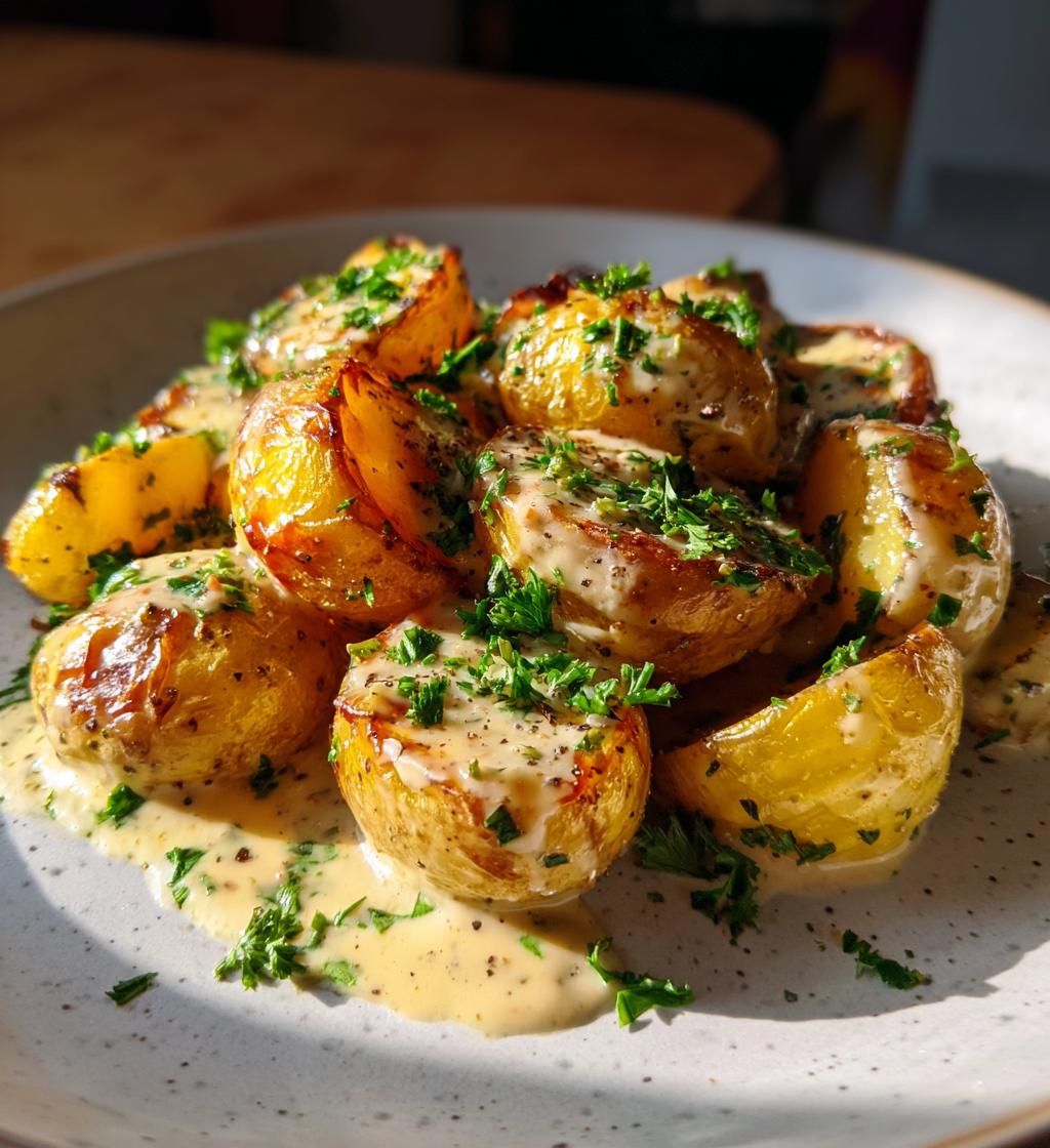 creamy garlic sauce baby potatoes - detail 1