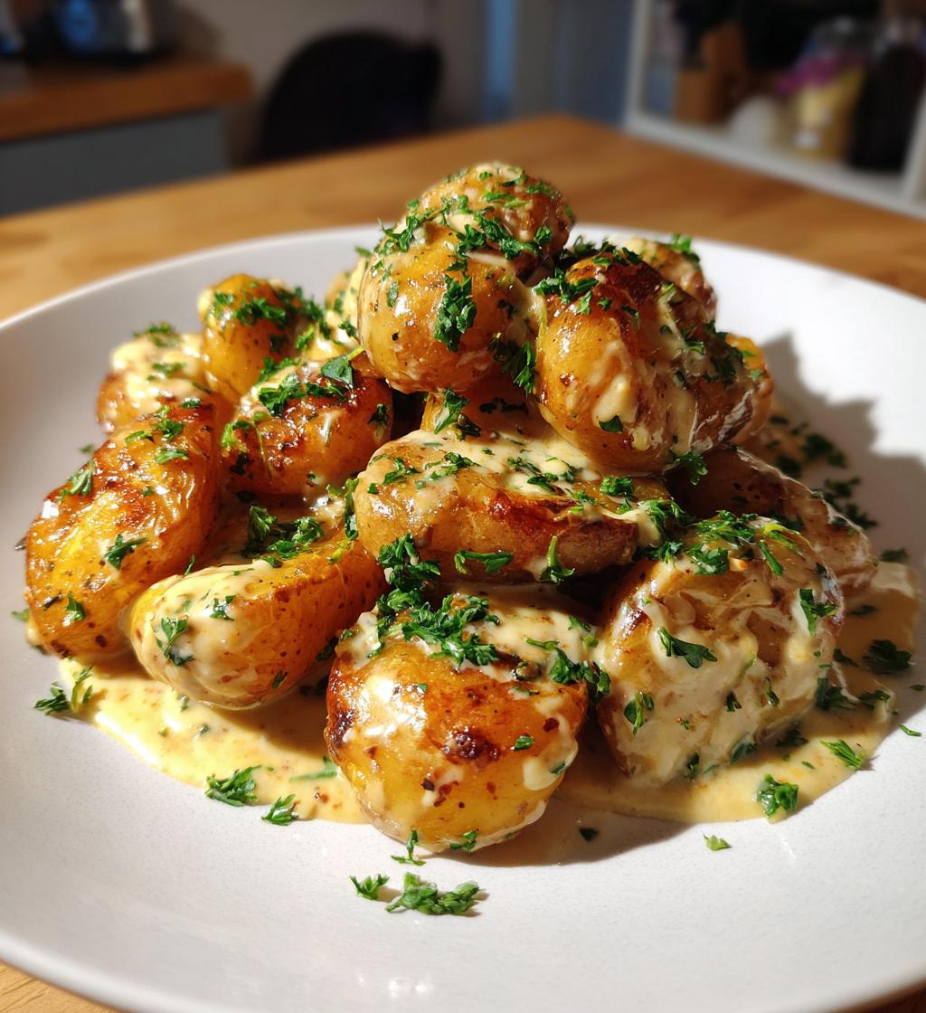 creamy garlic sauce baby potatoes