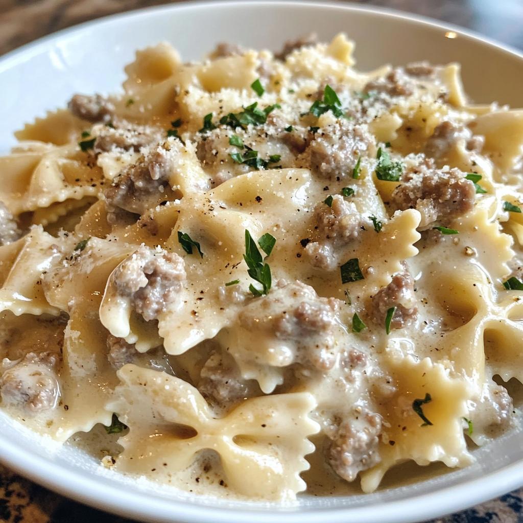 creamy italian sausage bow tie