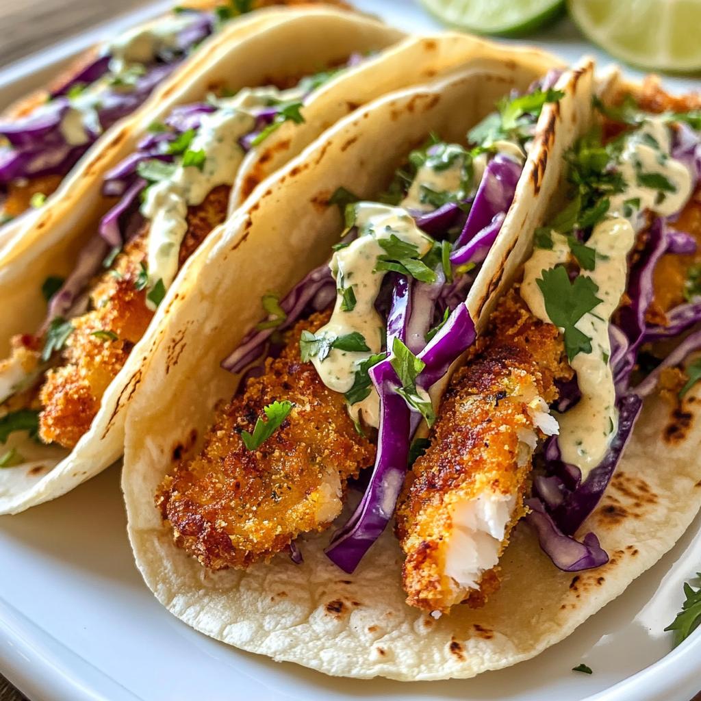 crispy fish tacos with cilantro lime slaw