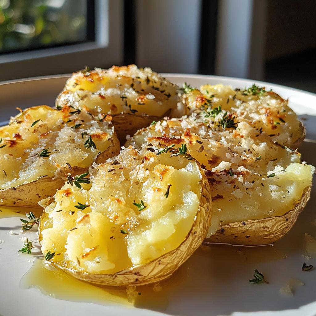garlic parmesan smashed potatoes