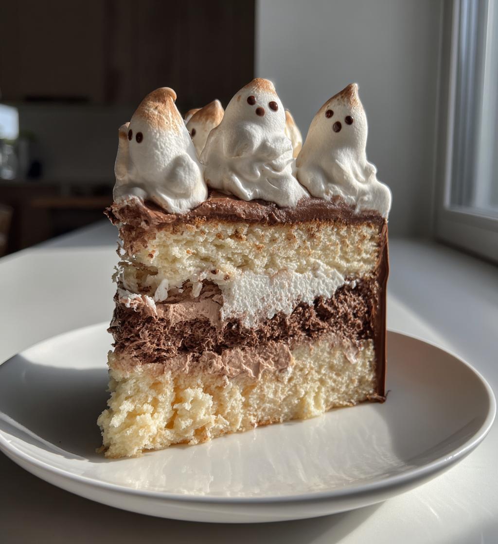 ghost cake with meringue ghosts buttercream frosting and chocolate ganache recipe