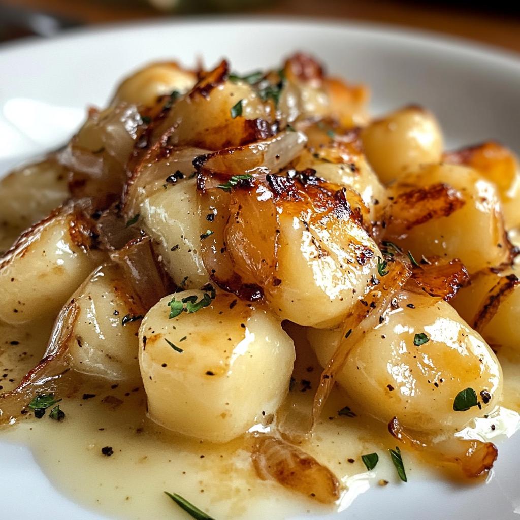 gnocchi with caramelized onions and gruyere