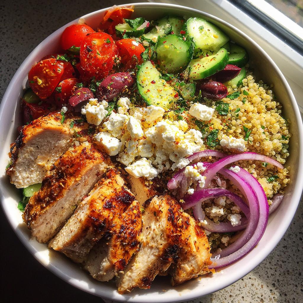 greek chicken quinoa bowl