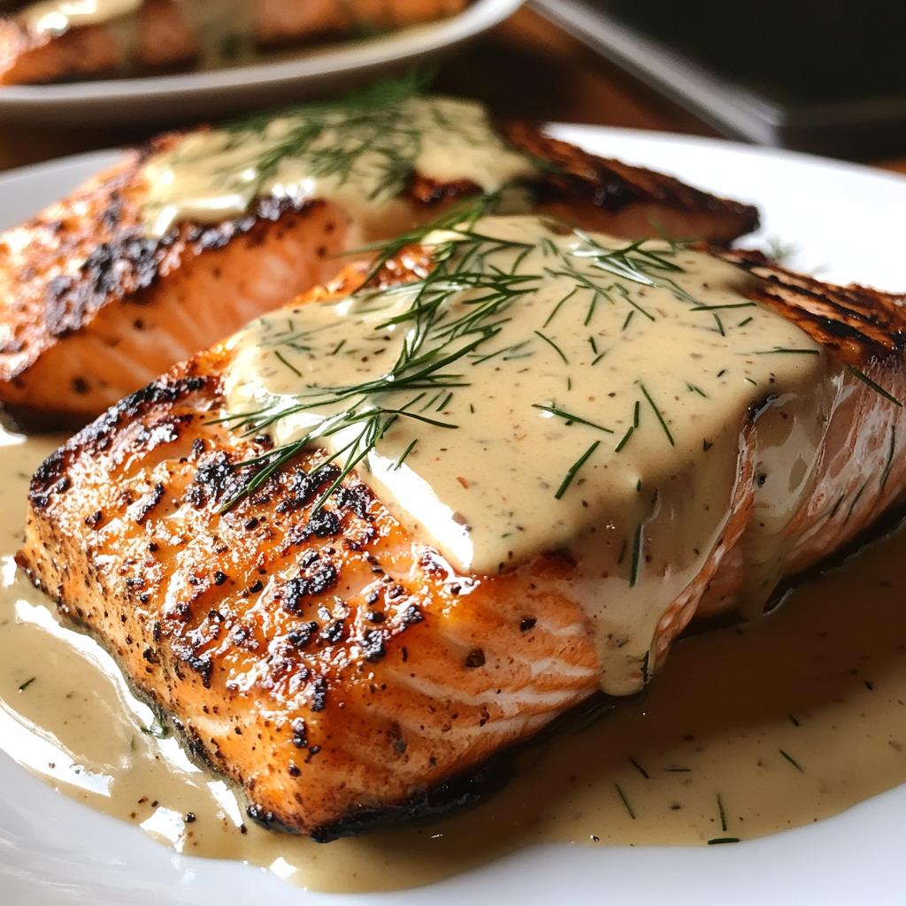 grilled salmon with creamy dijon mustard sauce