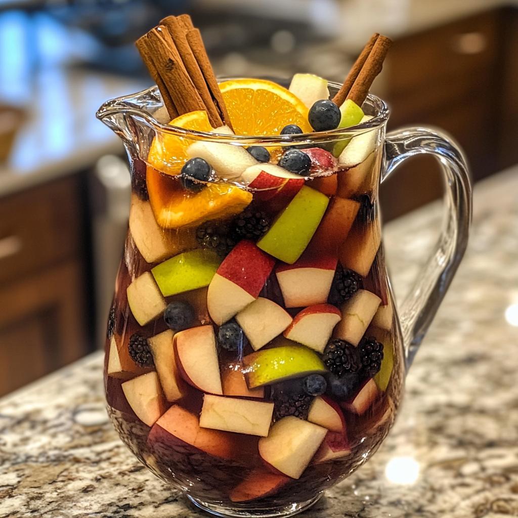 halloween mocktail sangria with fruits and spices recipe