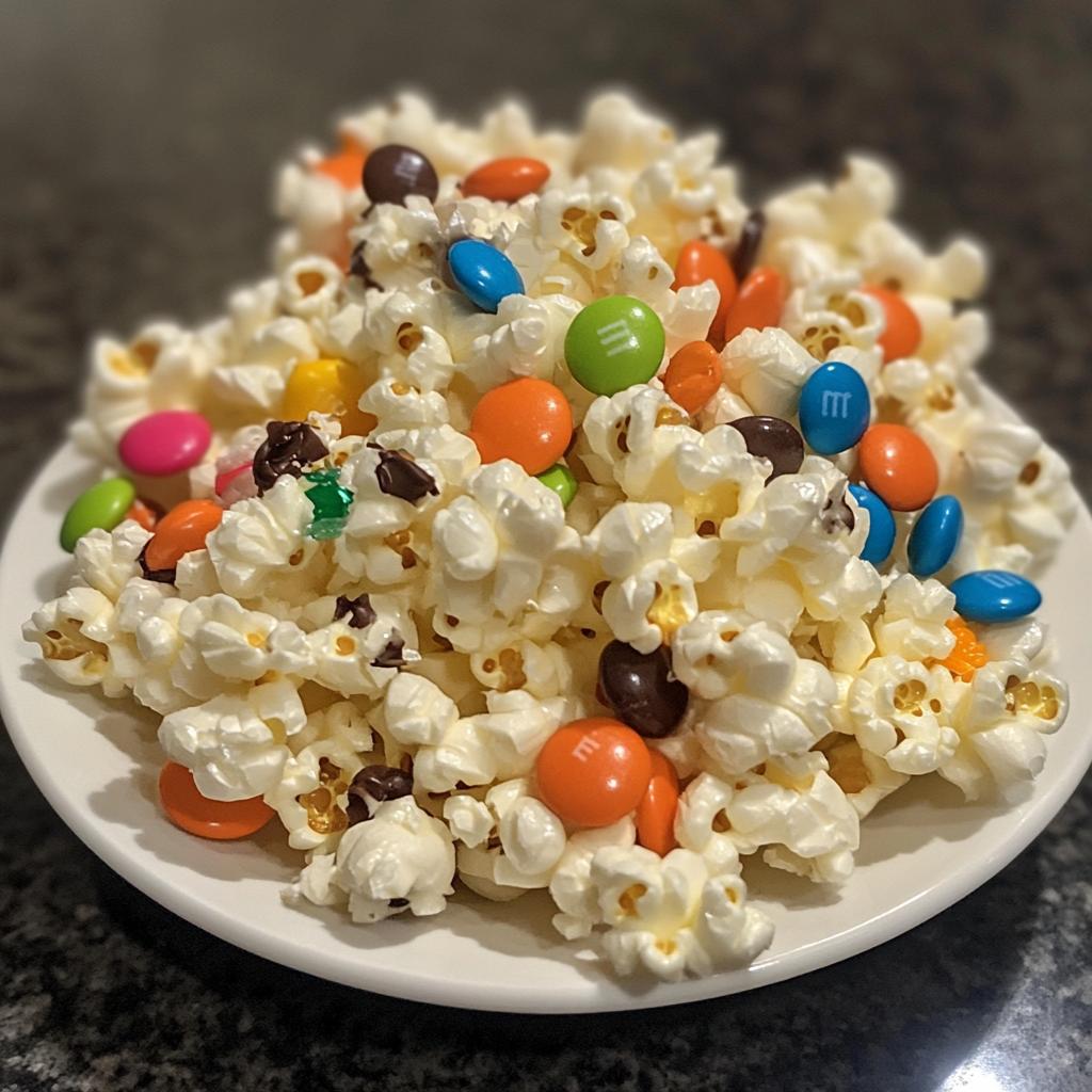 halloween white chocolate popcorn with mandms and candy recipe - detail 1