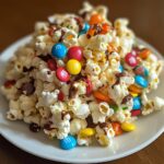 halloween white chocolate popcorn with mandms and candy recipe