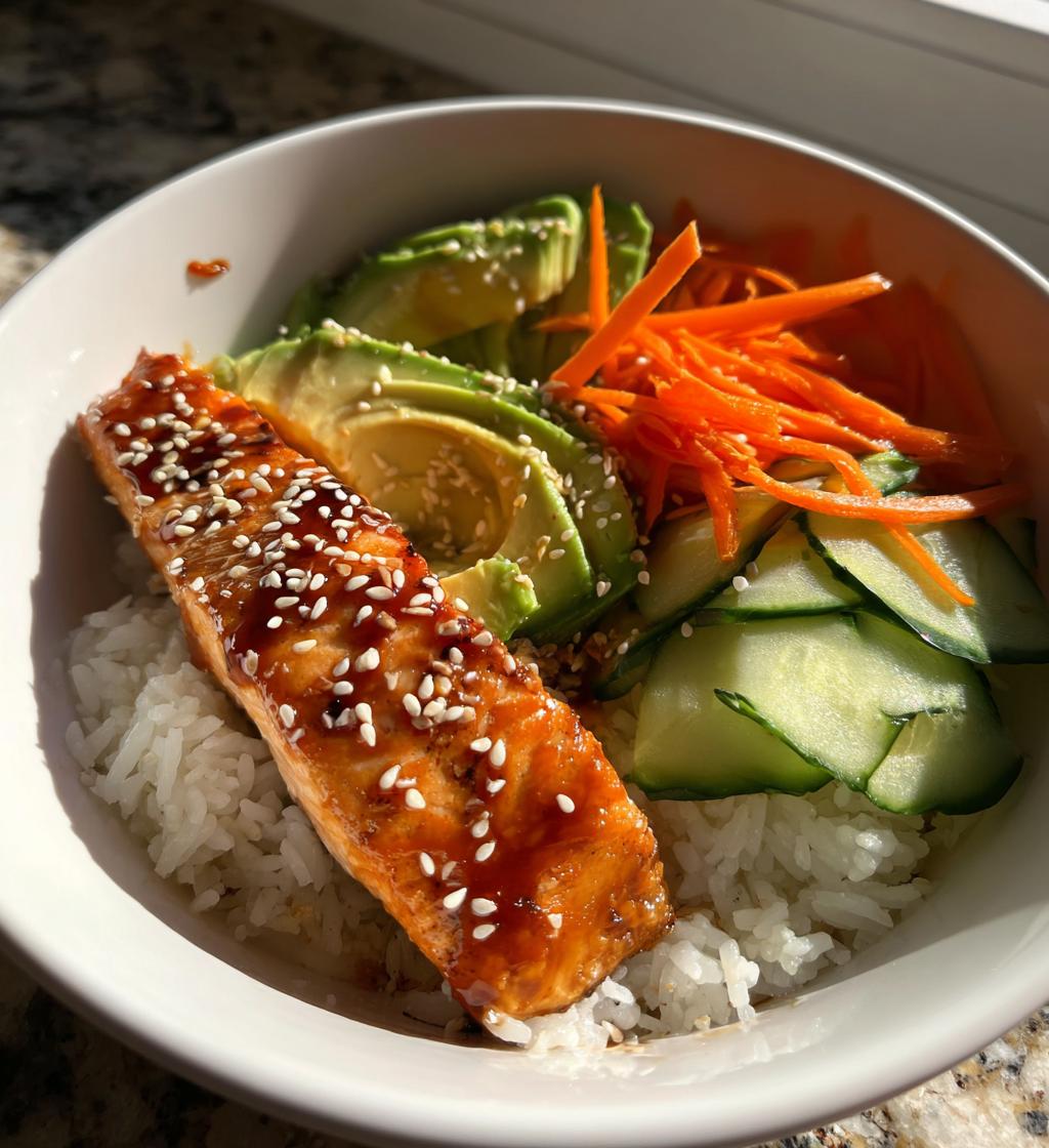 healthy sweet chili salmon bowl