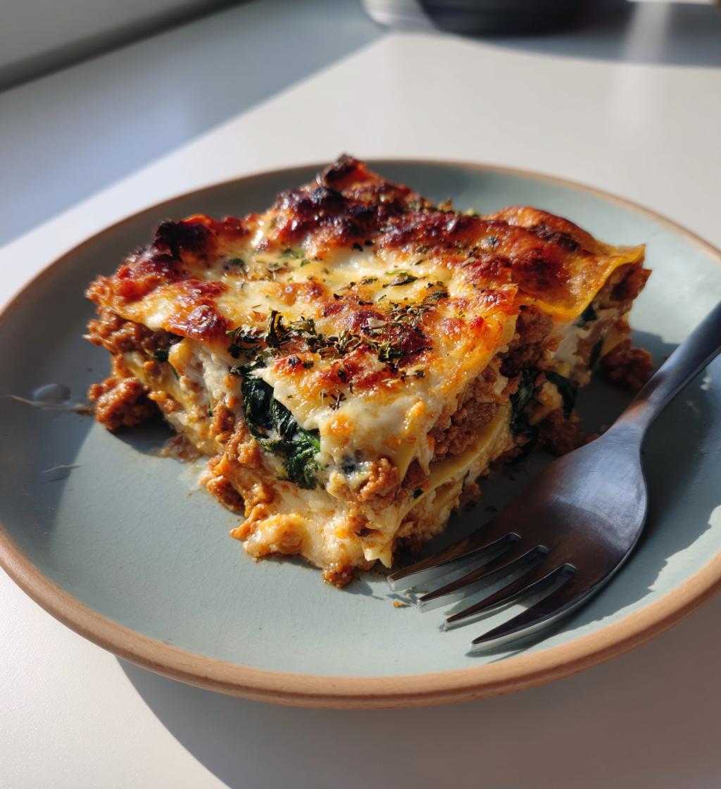 high protein vegan lasagna - detail 1