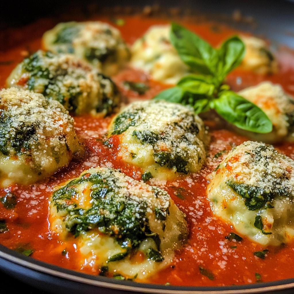 italian spinach ricotta dumplings with tomato basil sauce recipe