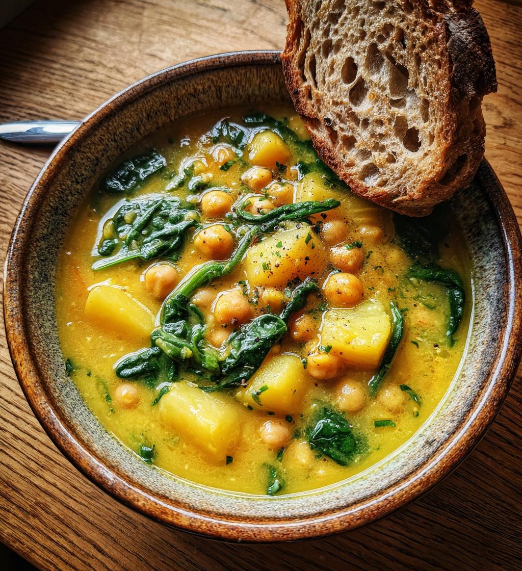 lemony chickpea soup with spinach and potatoes recipe
