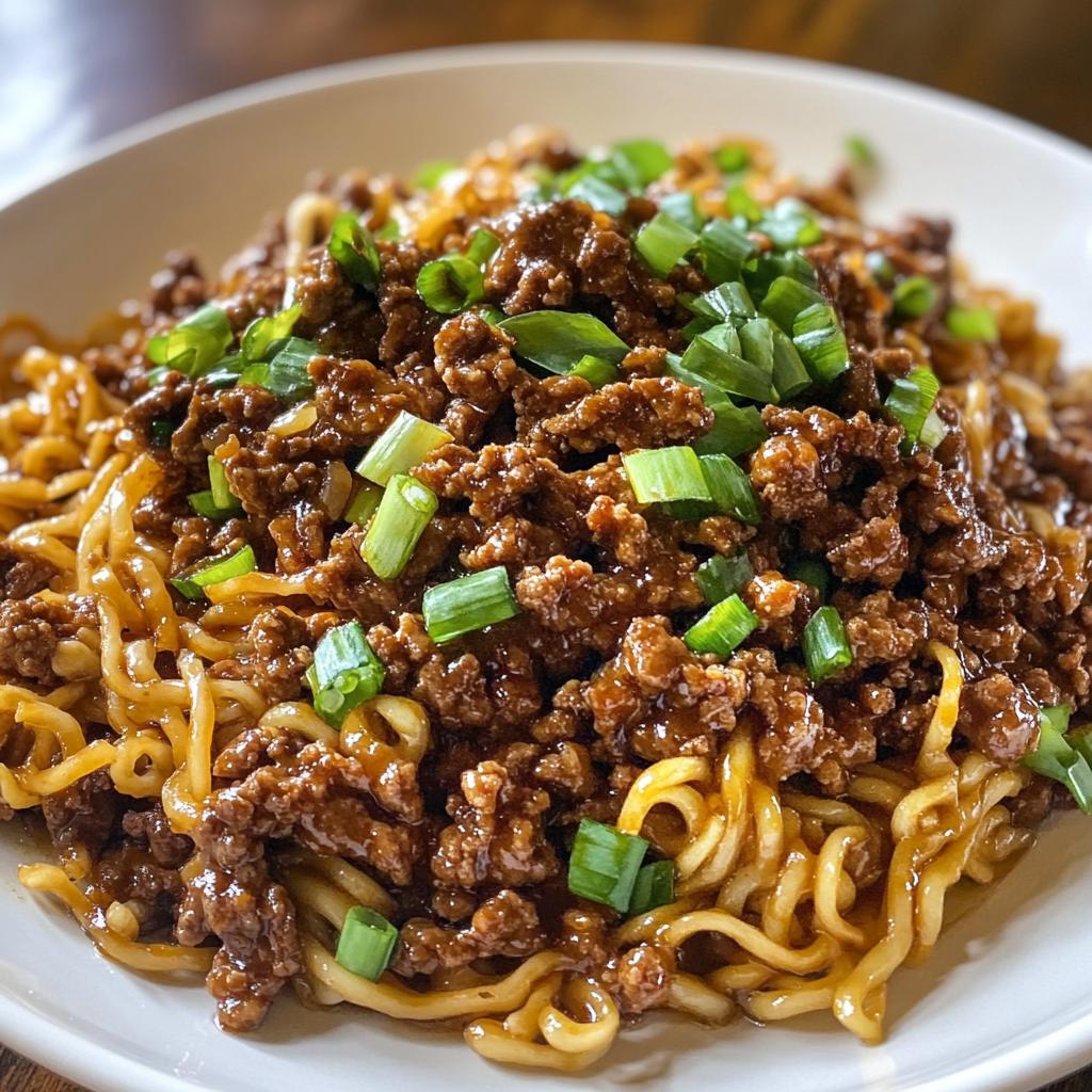 mongolian ground beef noodles - detail 1