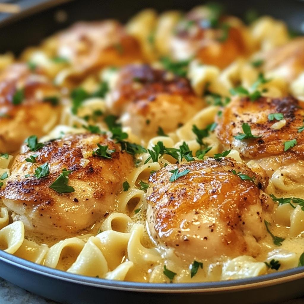 one pan chicken with buttered noodles - detail 1