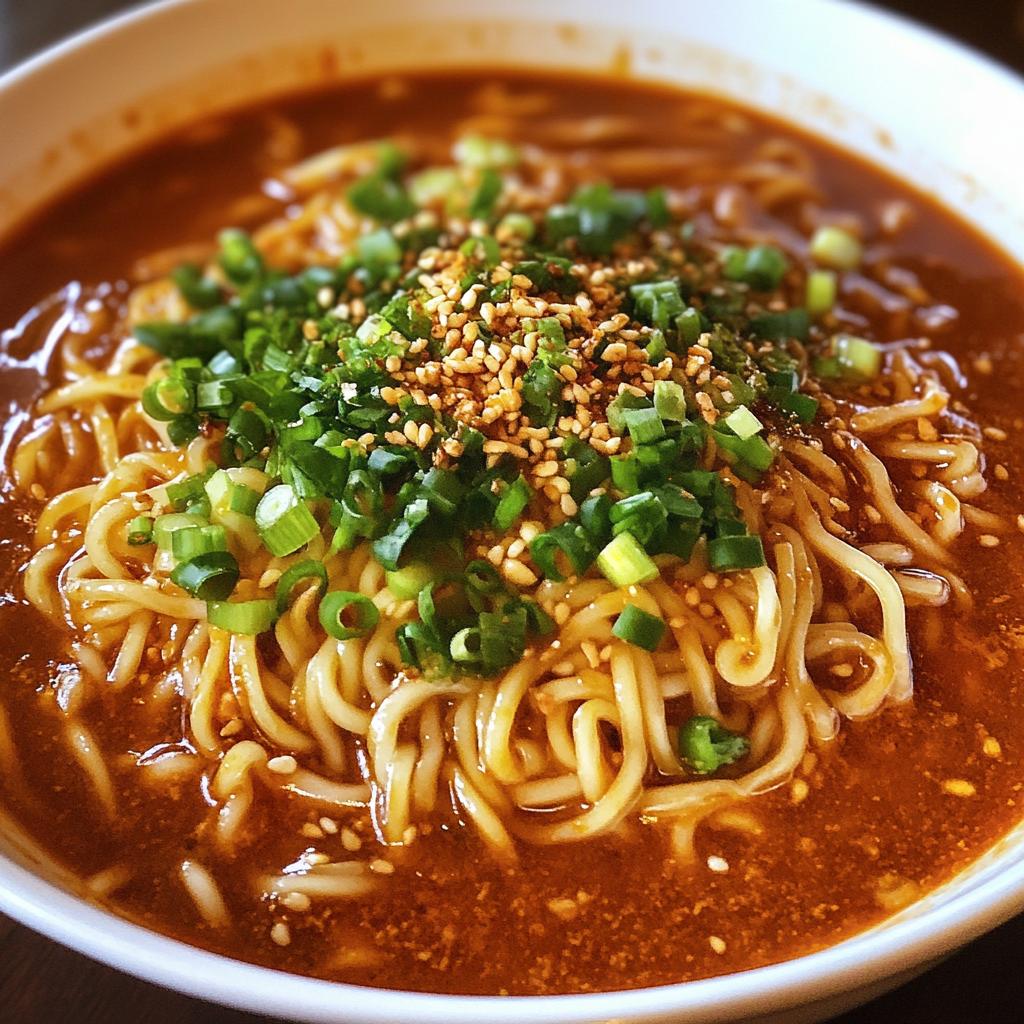 peanut gochujang noodle soup