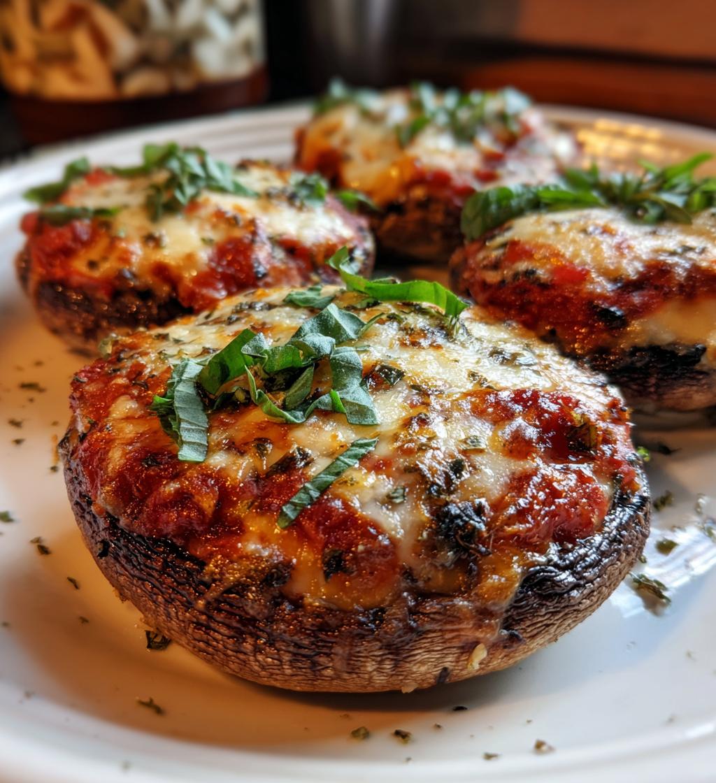 portobello mushroom pizzas - detail 1