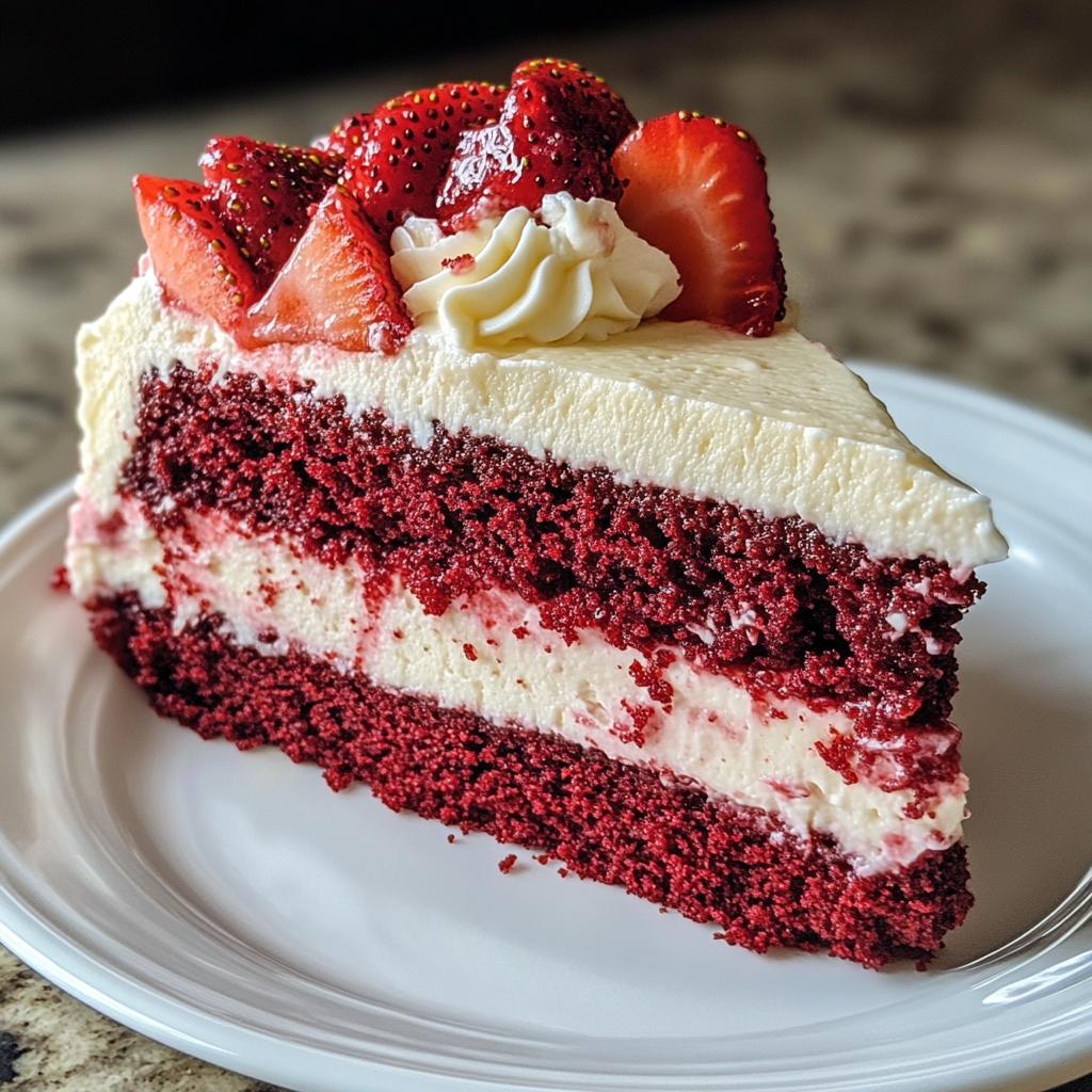 red velvet strawberry cheesecake