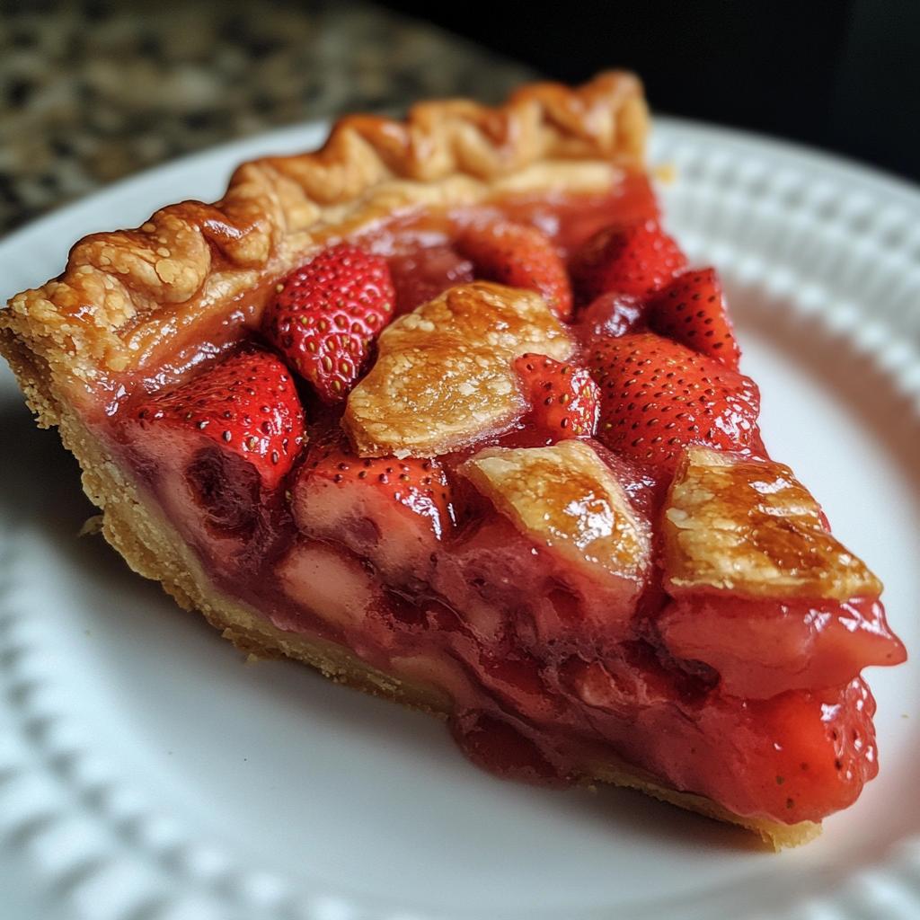 rustic sweet baked strawberry pie - detail 1