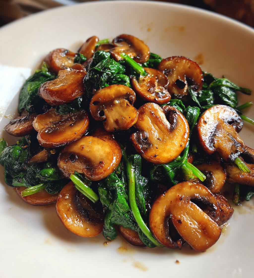 sauteed mushrooms with spinach - detail 1