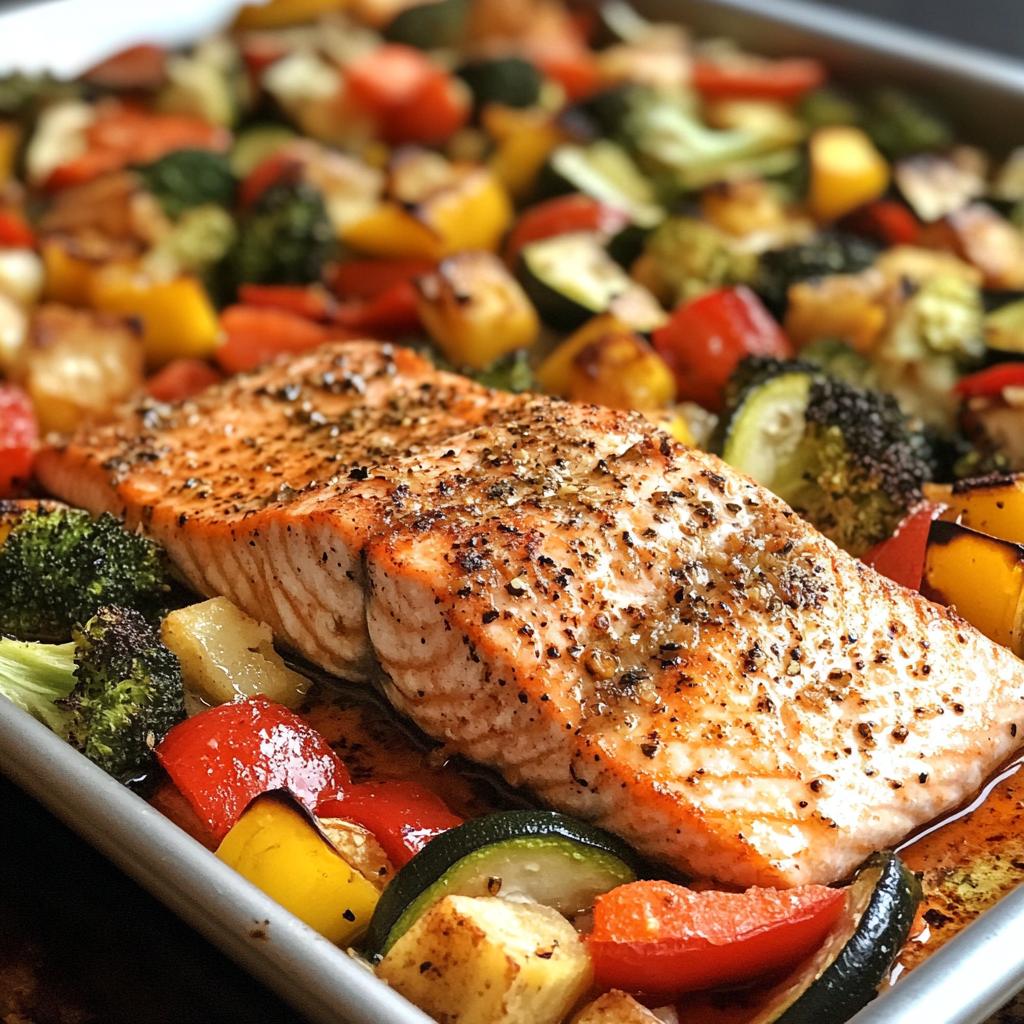 sheet pan baked salmon with vegetables recipe