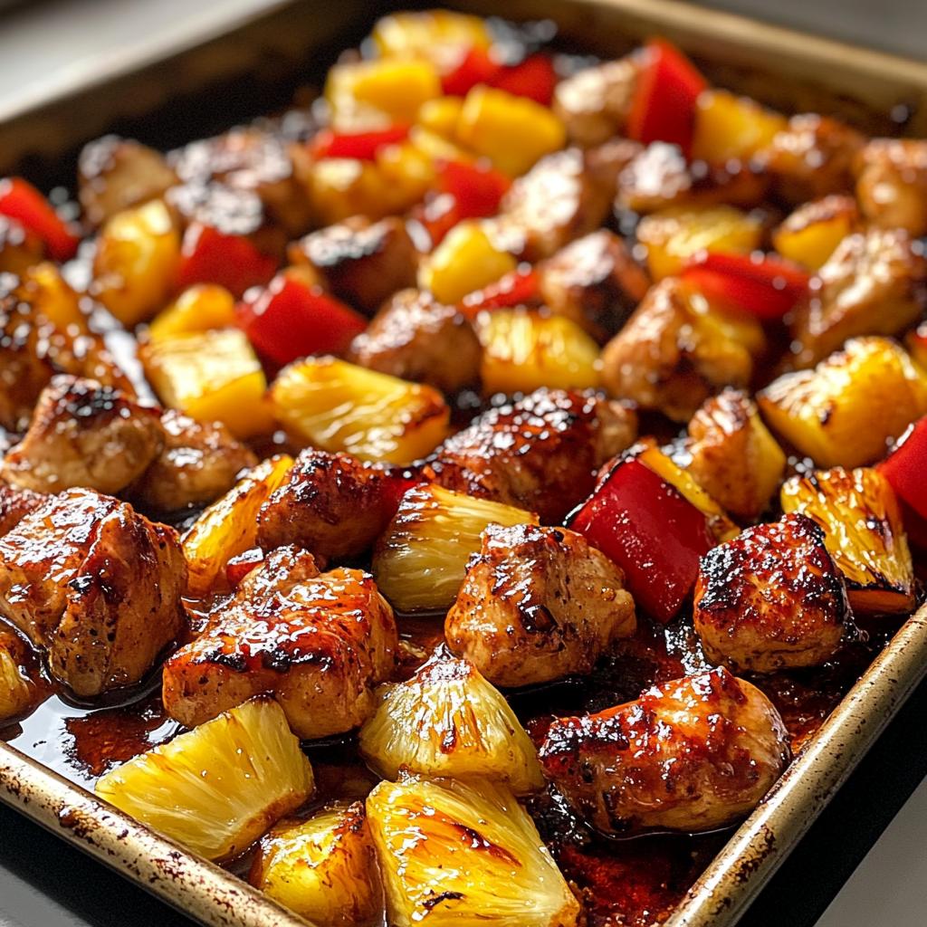 sheet pan teriyaki chicken and pineapple - detail 1