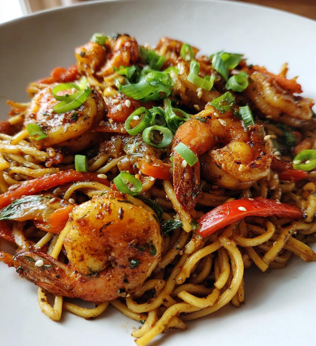 shrimp noodle stir fry