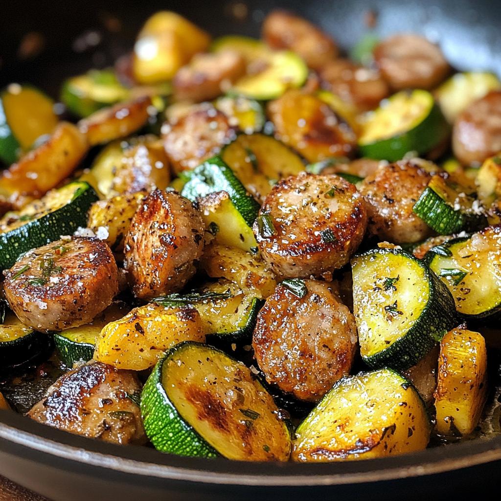 skillet sausage and zucchini - detail 1