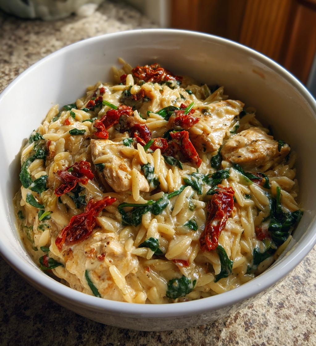 slow cooker creamy tuscan chicken orzo