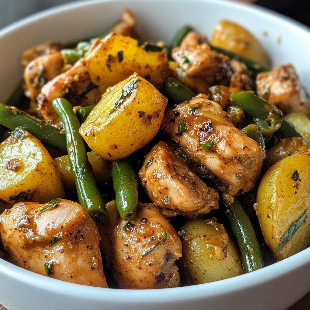 slow cooker seasoned chicken green beans and potatoes - detail 1